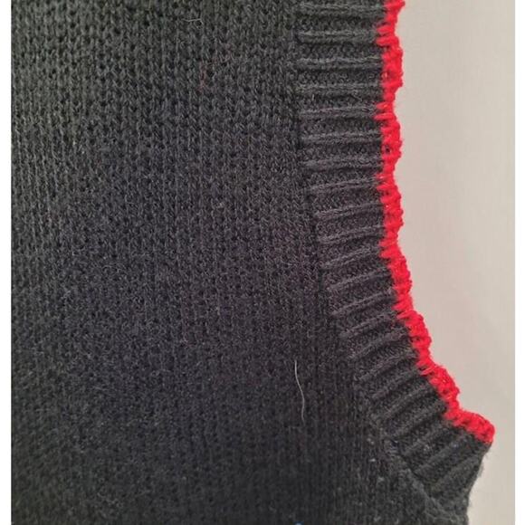 Holiday Time Womens Black Sleeveless Button Front Ugly Christmas Knit Cardigan L - Picture 3 of 7